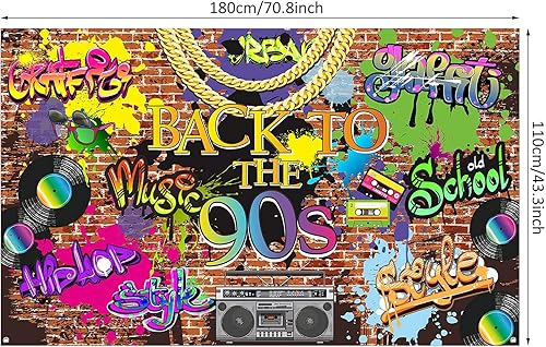 Miniatura 2 de Telón de fondo de los años 90 para sesión de fotos, pancarta de graffiti de hip hop, pared de ladrillo, fondo retro para fotografía de radio y