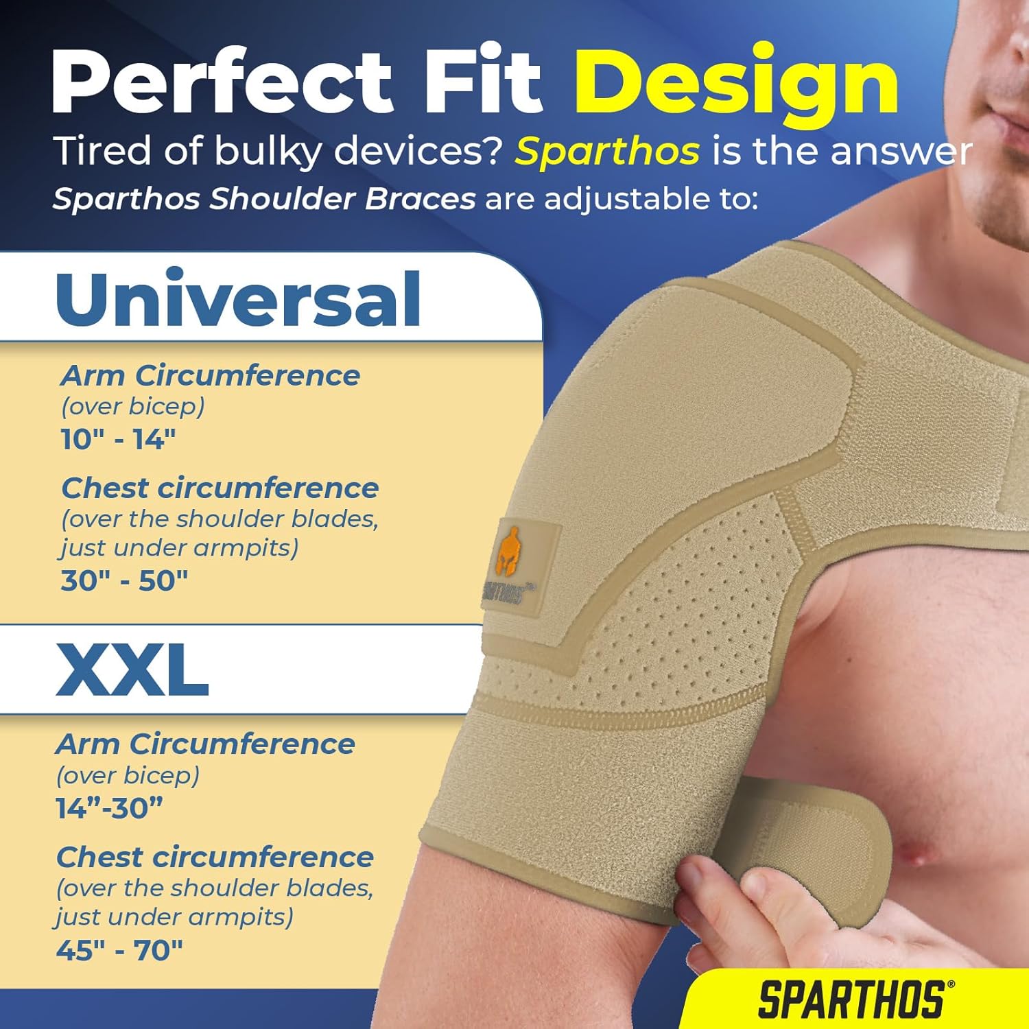 Sparthos Shoulder Brace - Support Sleeve for Torn Rotator Cuff, AC Joint Pain Relief - Arm Immobilizer Wrap, Ice Pack Pocket, Stability Strap, Dislocated Sholder - for Men and Women - Beige UNI - Image 4