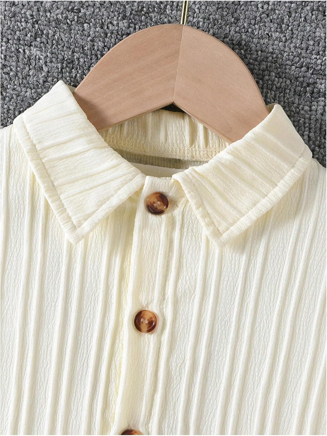 SweatyRocks Boy's 2 Piece Summer Vacation Outfits Short Sleeve Collar Button Down Shirt and Shorts Clothing Set - Image 3