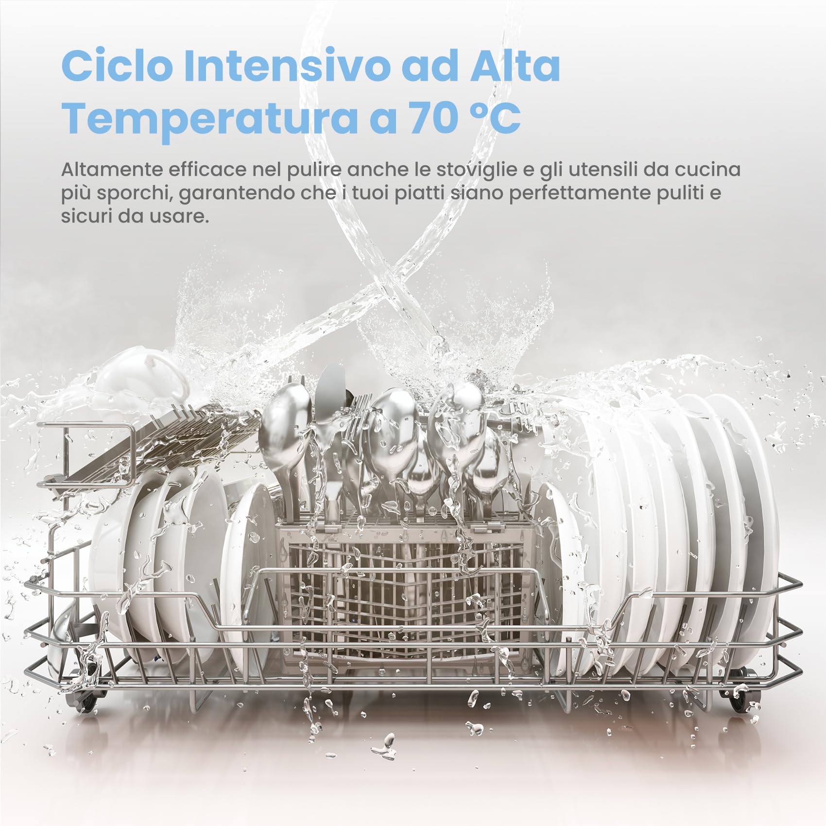 COMFEE Compact Geschirrspüler Mini 6 Maßgedecke 6 Programme Clase D LED-Display Startzeitvorwahl 70°C 47 dB silber