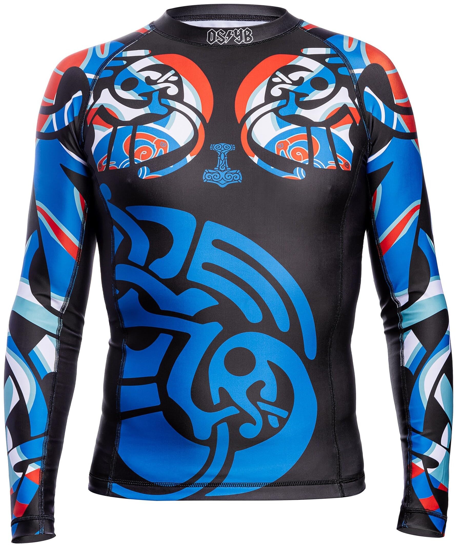 Hardcore Training Rash Guard Mężczyźni Kompresja Koszulka Długi Rękaw BJJ MMA No-Gi Obcisła Grappling Boks (DE/NL/SE/PL, Alfa, L, Regularny, Regularny, Dark Blue/Black/Red)