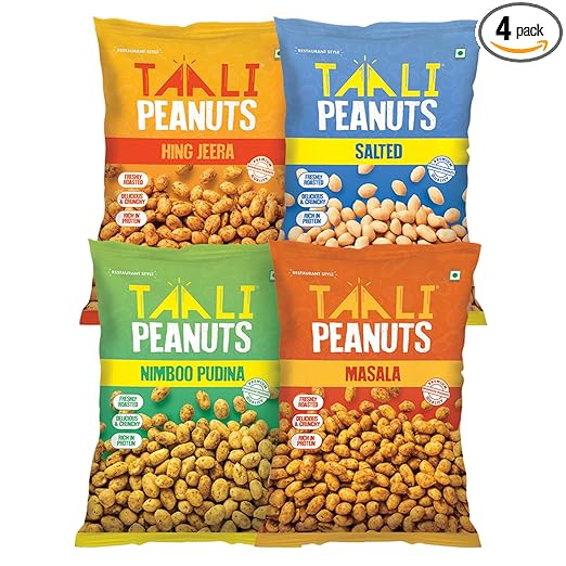 Roasted Peanuts | 150 gm (Pack of 4) | Try All Flavors | Crunchy Healthy Snacks, Ready to eat | Roasted, Not Fried, Restaurant Style, Gluten free products,No Trans Fat