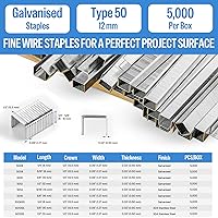 Vista 2 de meite Grapas de tapicería galvanizadas de calibre 20, corona de 1/2 pulgada (0.484 in) con longitud de 1/2 pulgada, resistente para construcción