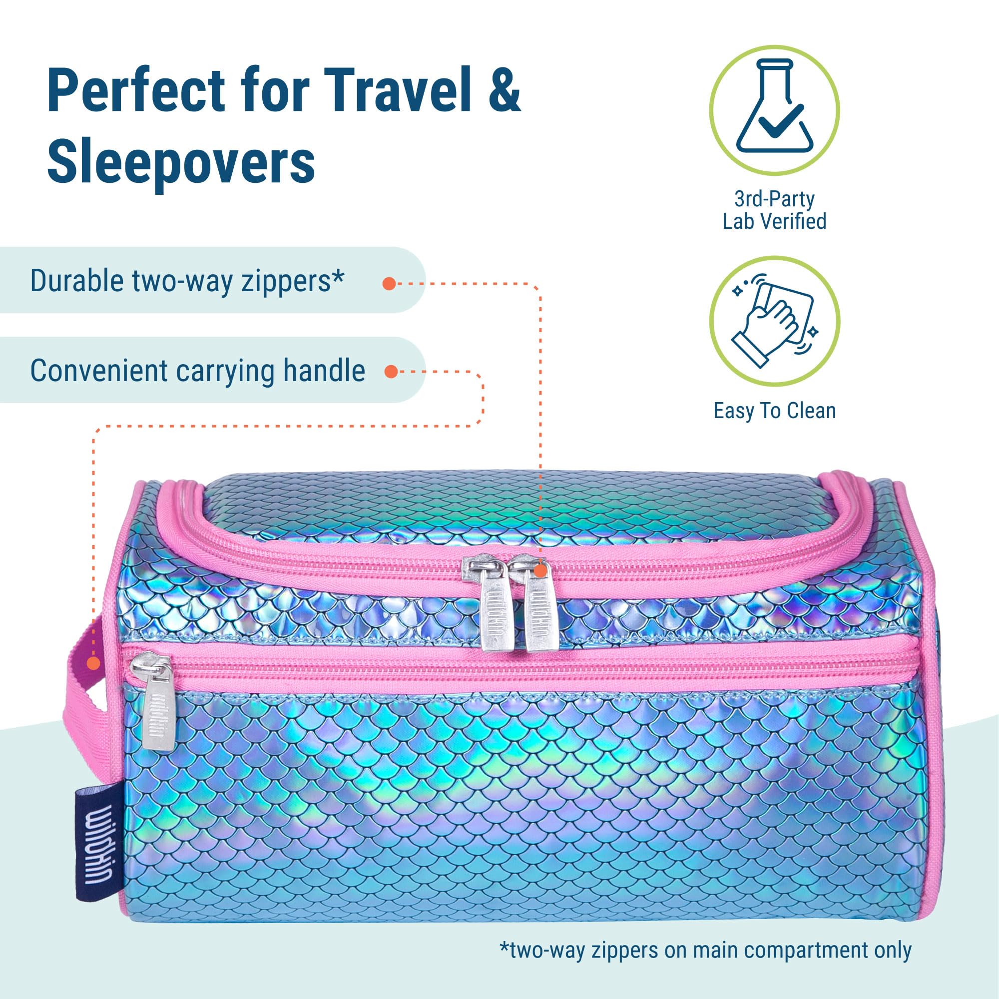 Wildkin Neceser para niños, niñas y adultos, bolsas de aseo medidas 9.5 x 5 x 5 pulgadas, multifuncional, espaciosa e ideal para bolsa de viaje de fin de semana o de noche, sin BPA