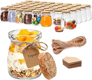 Brajttt 3.4 oz Small Glass Jar with Cork Lids,48 pcs Mini Glass Bottles,...