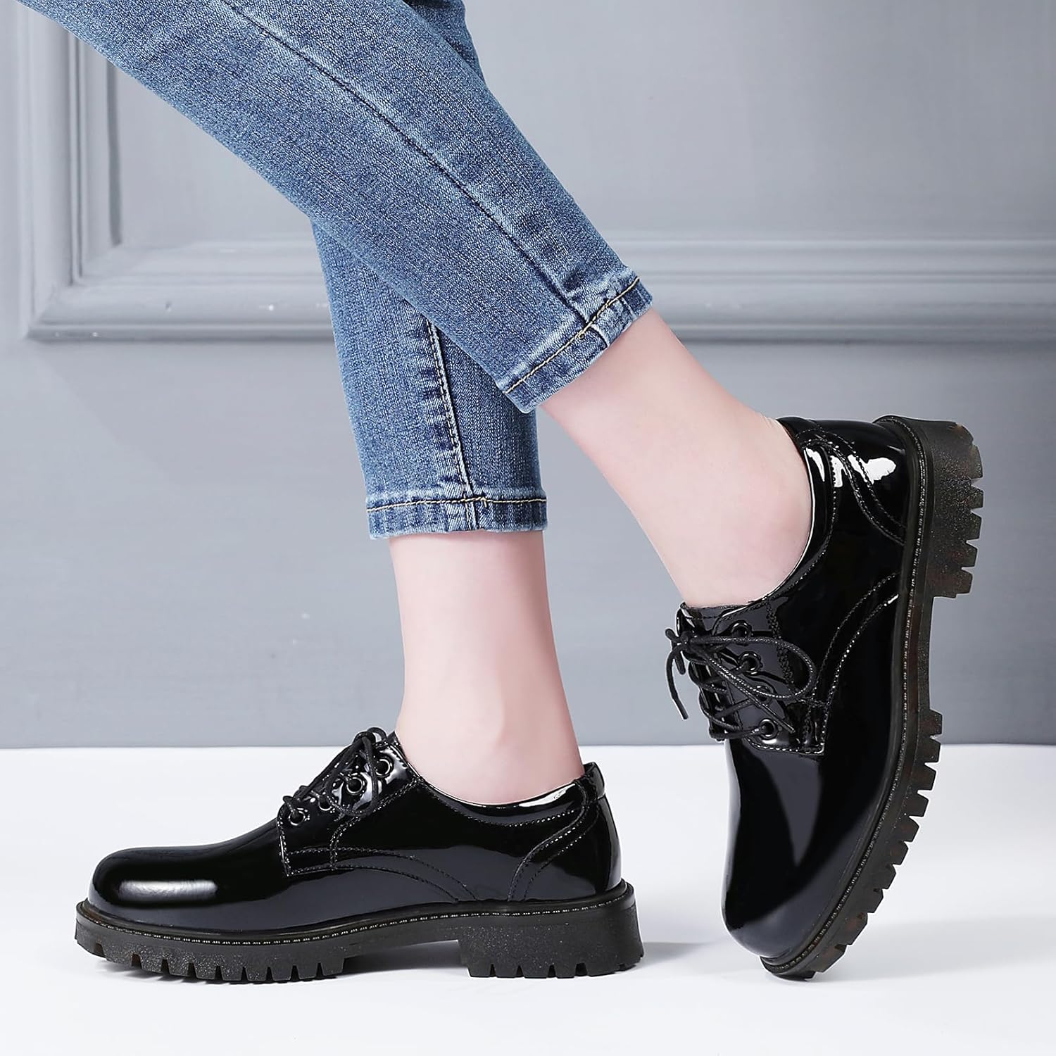 XMM Oxford Shoes for Women Lace up Flats Women's Oxfords Saddle Non-Slip Work Office Comfortable Dress Business Casual Dressy Shoes - Image 2