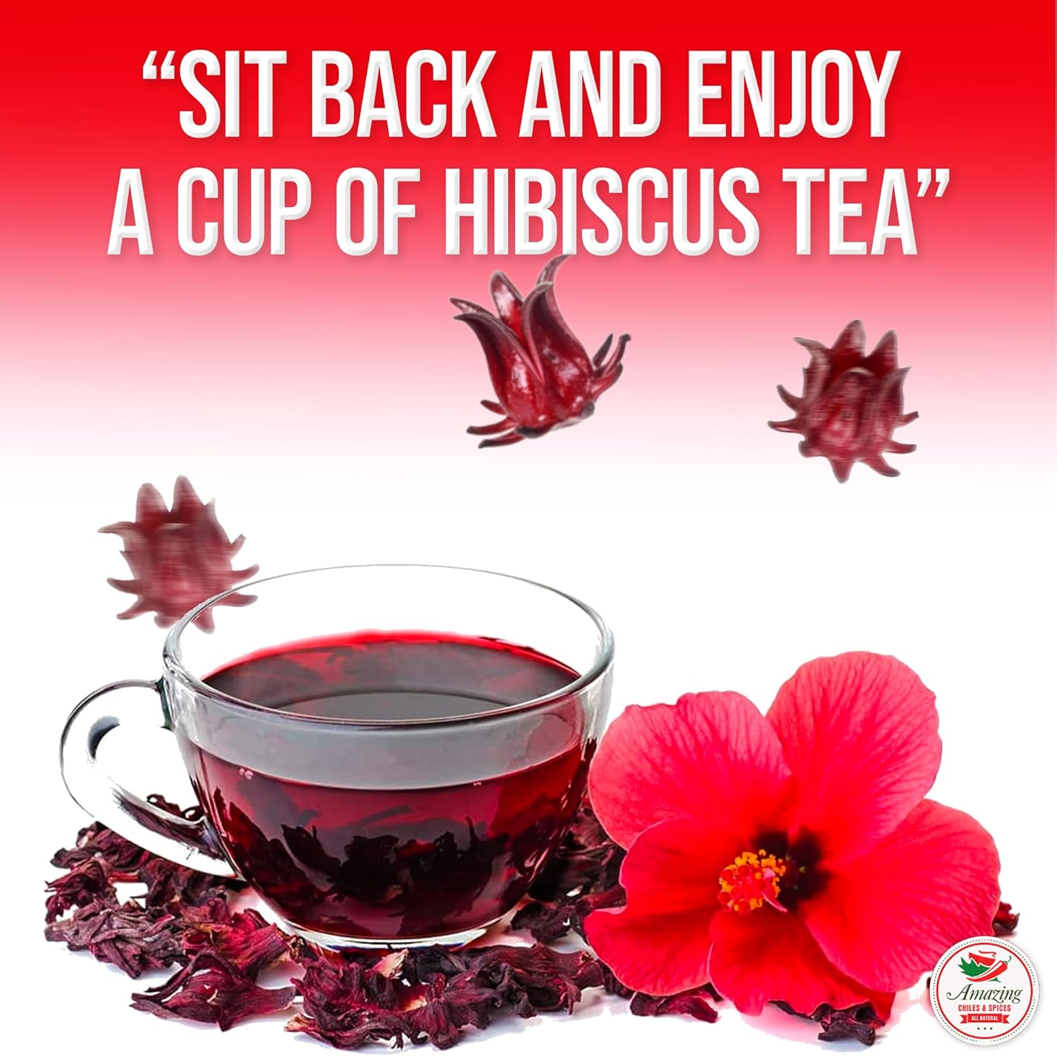 Hibiscus Flowers 2lb (32oz) – All Natural, Triple Cleaned - Whole Soft Flowers and Petals - Flor de Jamaica. Great for Hot or Iced Tea and Agua Fresca. By Amazing Chiles and Spices
