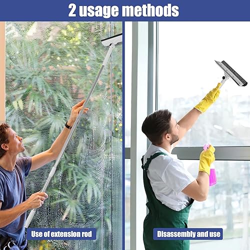 Miniatura 2 de Limpiador de ventanas limpiador de ventana ajustable para limpiar desde múltiples ángulos, herramienta de limpieza de ventanas con poste de
