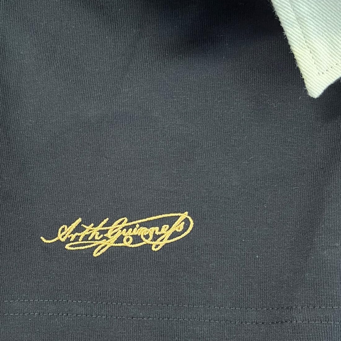 Guinness Rugby Shirt for Men Ireland Long Sleeve Black Harp Tape