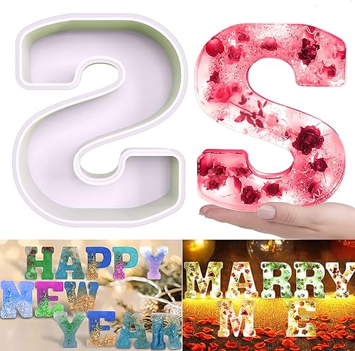 Molde de resina, moldes de silicona 3D de letra O grande para fundición de resina epoxi, moldes del alfabeto de silicona para resina para arte,