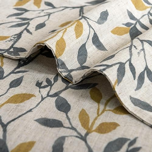 Miniatura 6 de Juego de 4 manteles individuales de lino con estampado de hojas para mesa de comedor, 12 x 18 pulgadas, para decoración de cocina, cabaña,