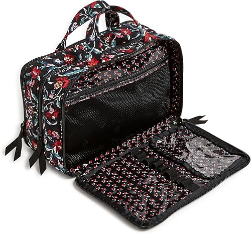 Miniatura 9 de Vera Bradley Estuche organizador de maquillaje de viaje de algodón para mujer, Negro -
