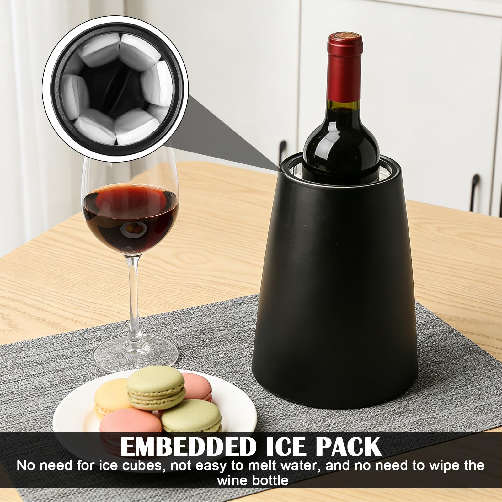 Refrigeratore Per Bottiglie Vino,Refrigeratore Per Vino,Glacette Bottiglia Vino,Raffreddatore Per Vino Per Spumante,Vino Da Giardino E Feste All'aperto,Giardino E Aperitivi,20,5x15,5CM,Nero