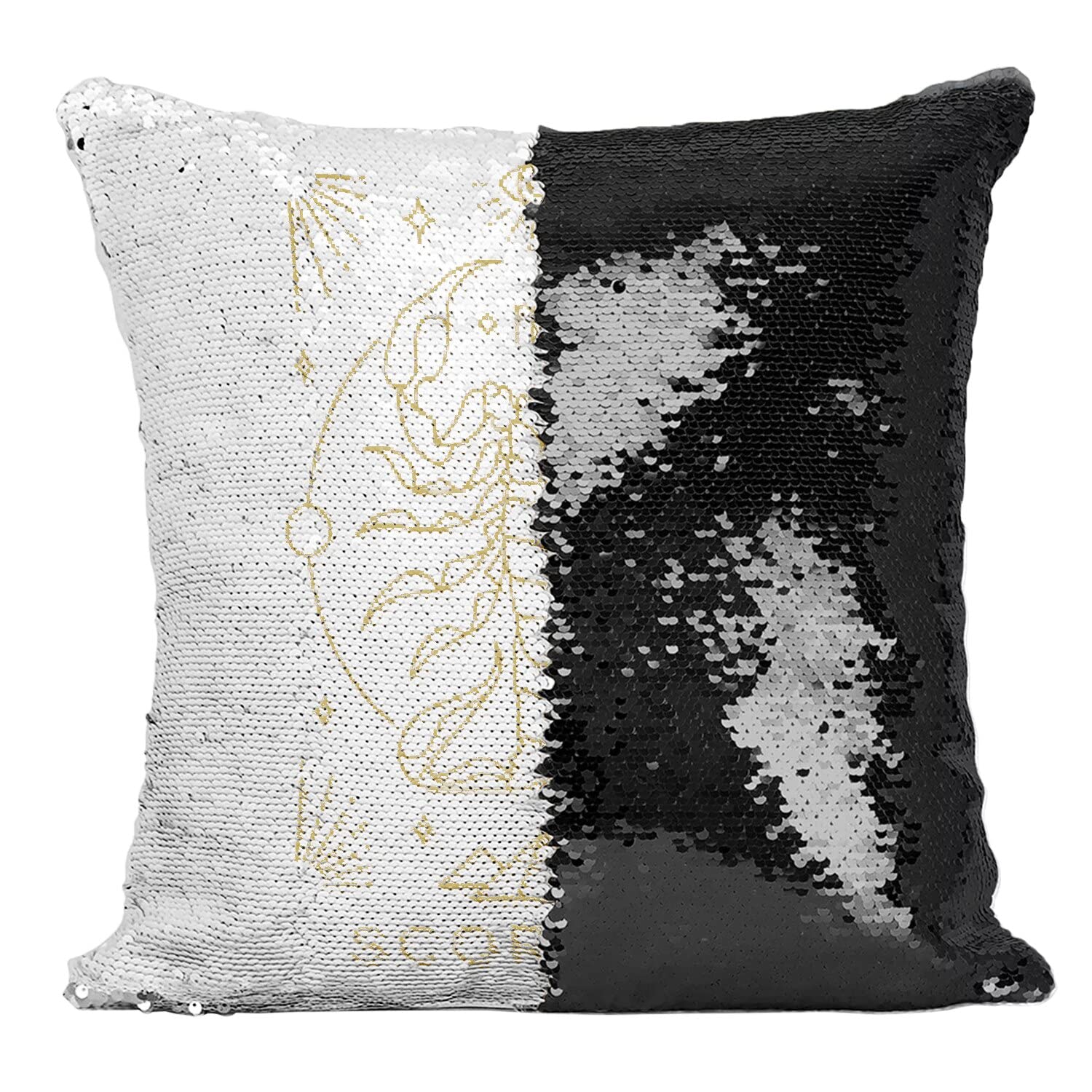 Coussin Paillettes Noir Scorpion Signe Astrologique Finition Bohème