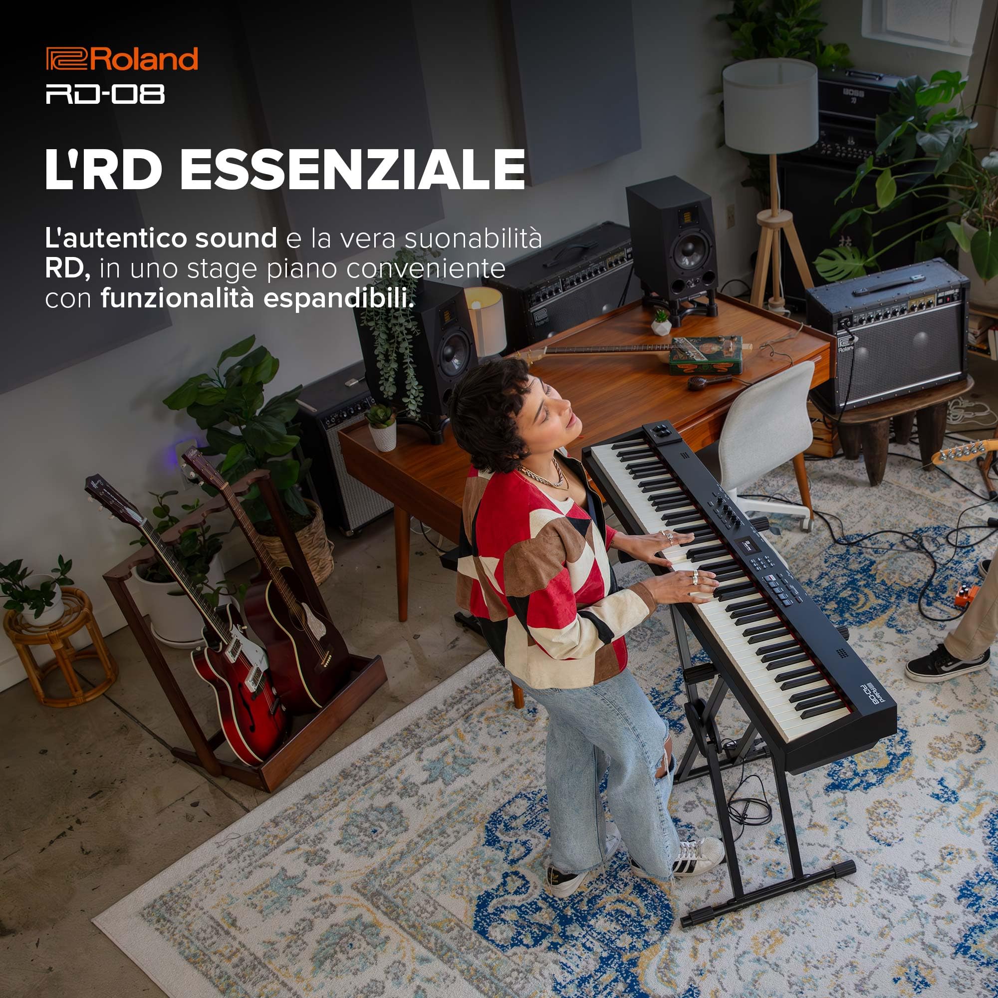 Stage Piano Roland RD-08 | L'Autentico Sound e la Vera Suonabilità RD | Design Essenziale | Tastiera Pesata PHA-4 a 88 Note | Funzionalità Espandibili | Otre 3.000 Suoni Integrati