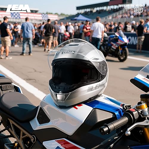 Miniatura 8 de LEM Cascos de motocicleta de cara completa, cascos para hombres, con certificado DOT, PINLOCK y DVS de doble visión, casco de motocicleta de calle