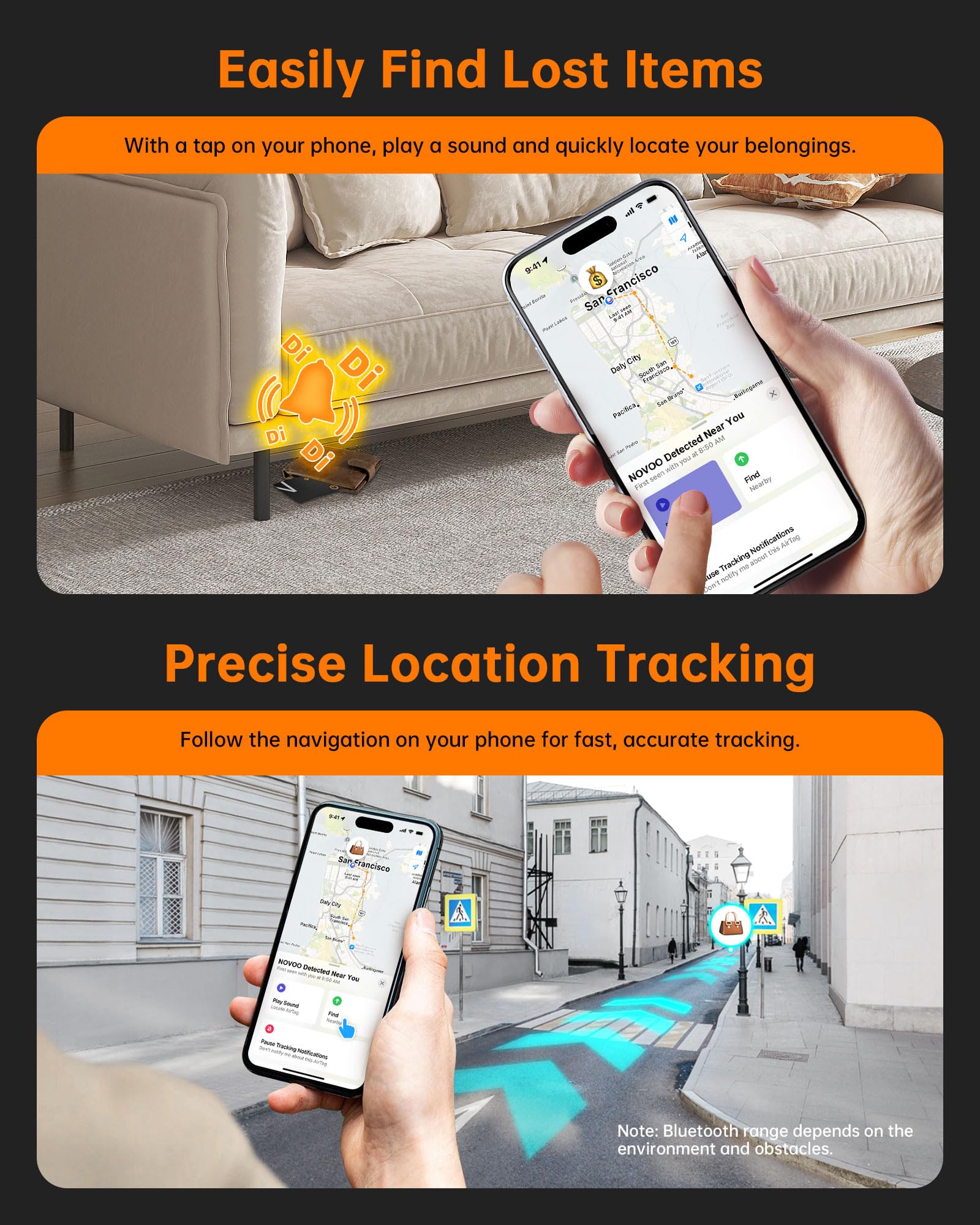 NOVOO Slim SmartCard Wallet Tracker, Air Locator Tag - 1.6mm Thin, 6-Year Battery, IP68 Waterproof, Apple Find My Compatible (iOS Only), Bluetooth GPS Item Finder (1-Pack) — view 4