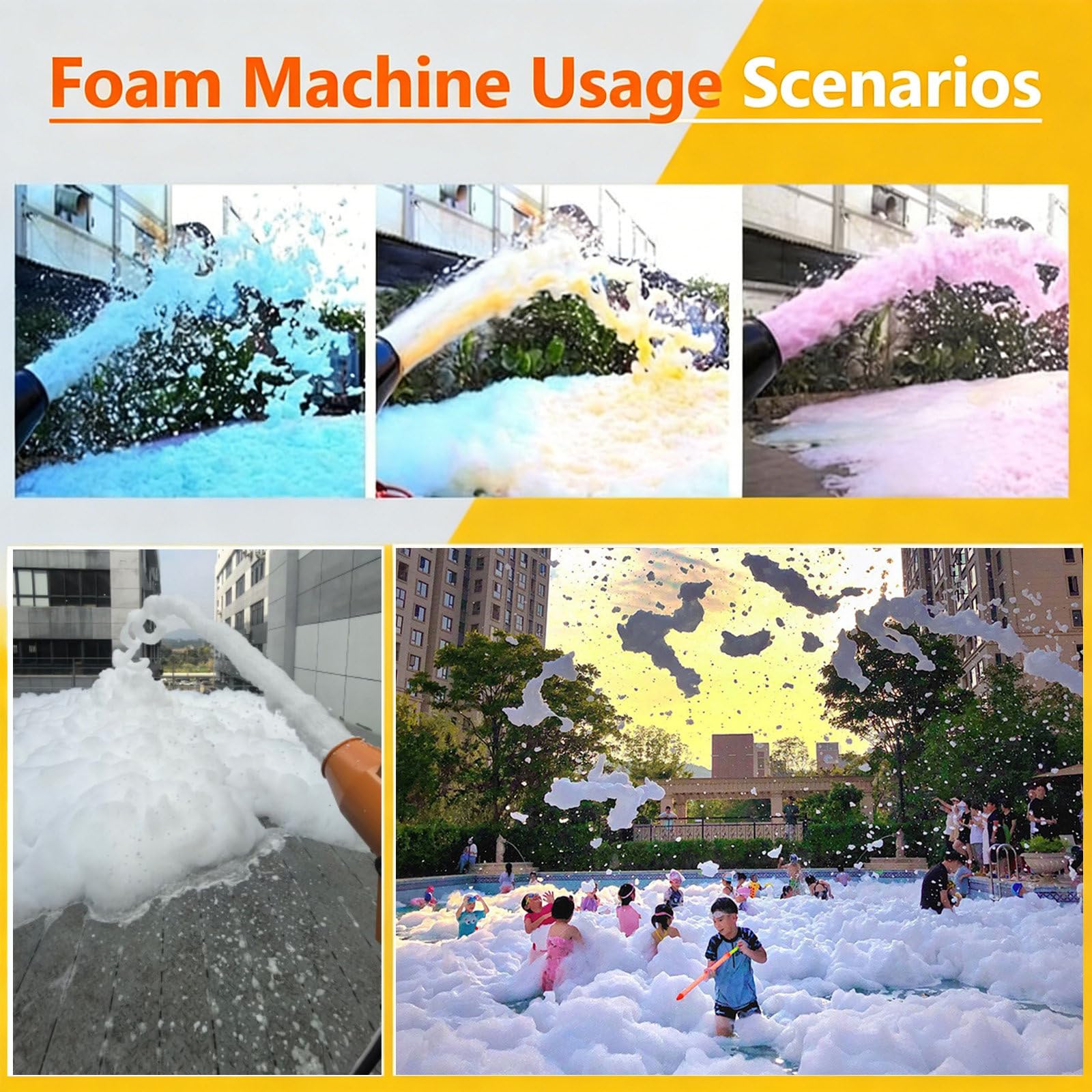 1000-W-Schaummaschine für Partys, Wasserspielzeug für Kinder und Erwachsene im Sommerpool, Seifenblasenmaschine, ideal für Feiertage und Geburtstage und Gartenpartys Black