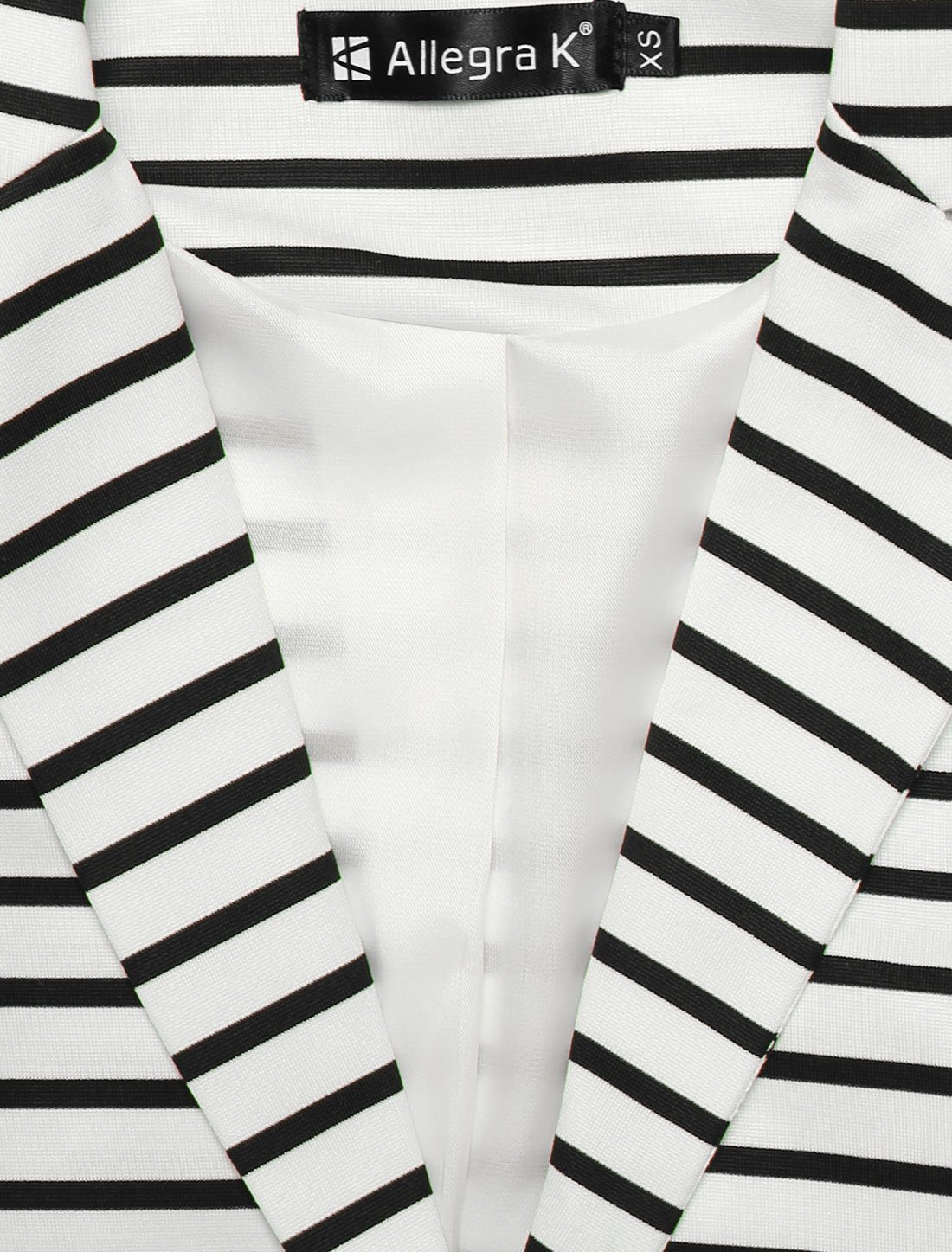 Allegra K Veste Blazer à Manches Longues et col Rabattu boutonné à Rayures pour Femme