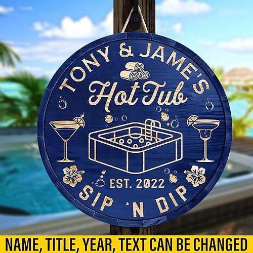 Miniatura 4 de V VIBEPY - Letrero de madera personalizado para bañera de hidromasaje en el patio trasero, letreros de bienvenida, letrero de puerta de 8 x 8