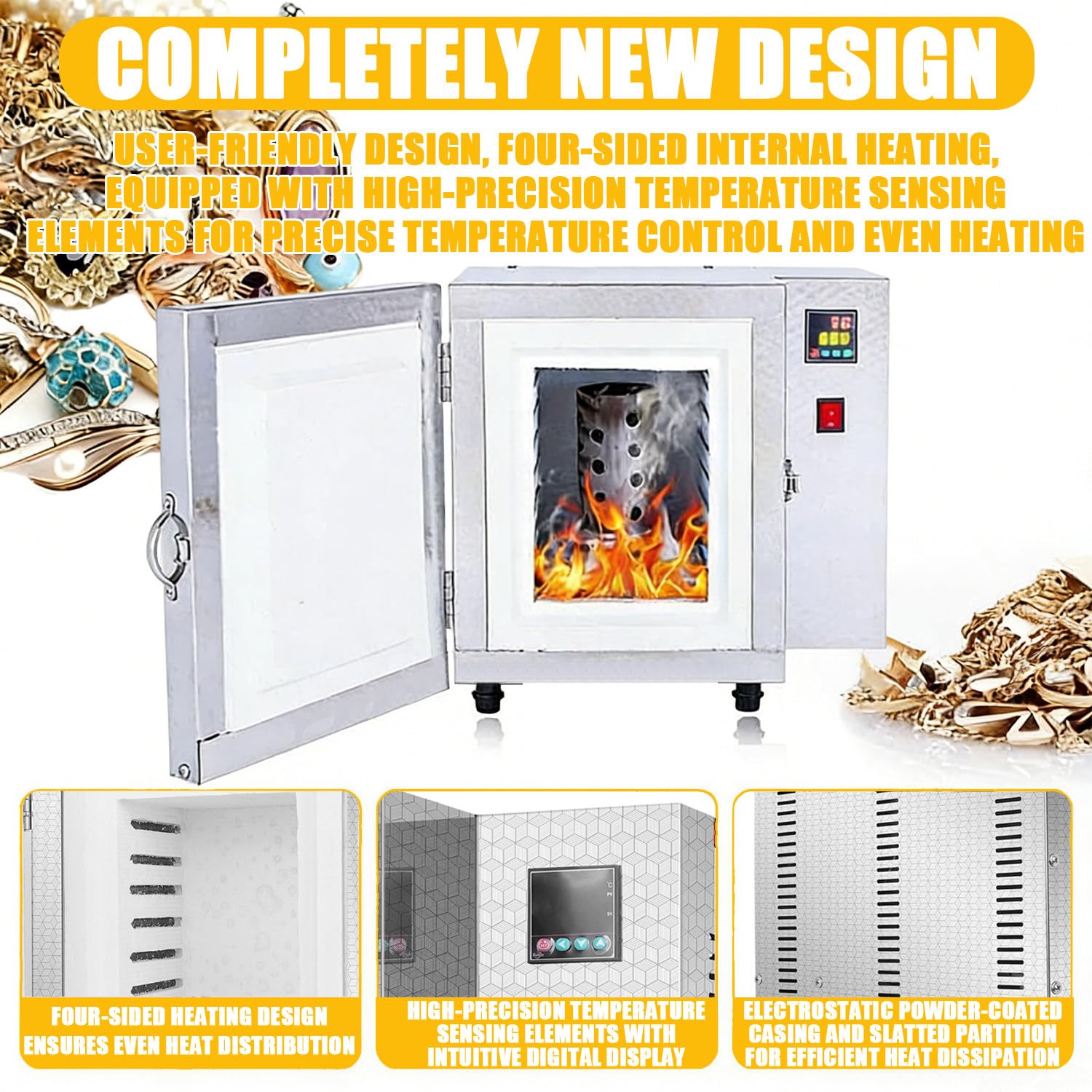 Forno Sinterizzazione Ceramica, Forno Ceramica 800 ℃, Riscaldamento a Temperatura Costante Su 4 Lati, Con Regolatore Di Temperatura, Display Digitale in Tempo Reale, per La Lavorazione Di Gioielli