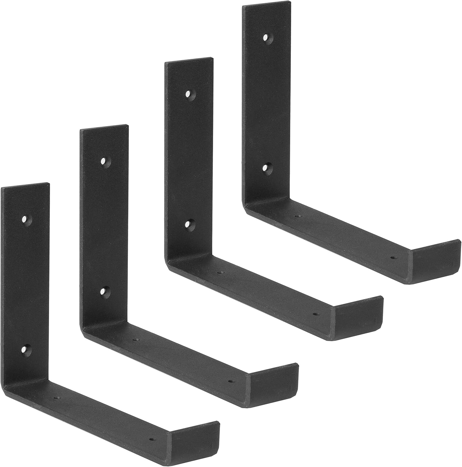 Ilyapa Heavy Duty Floating Shelf Brackets, 4 Pack - 4 x 6 Inch Black Metal Shelf Holders for Wall Mount Shelves