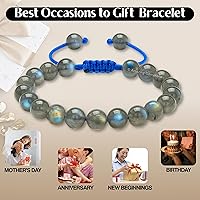 Vista 204 de Amazing Gemstone Crystal Bracelet for Women Men's Gifts - Protection Healing Crystal Bracelet - 8mm Gemstone Beaded Adjustable Bracelet Pulseras