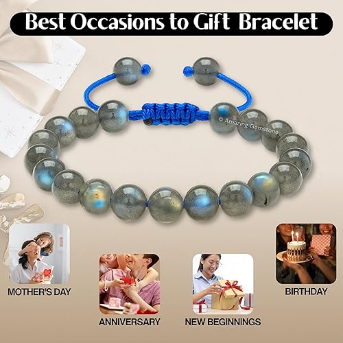 Miniatura 204 de Amazing Gemstone Crystal Bracelet for Women Men's Gifts - Protection Healing Crystal Bracelet - 8mm Gemstone Beaded Adjustable Bracelet Pulseras