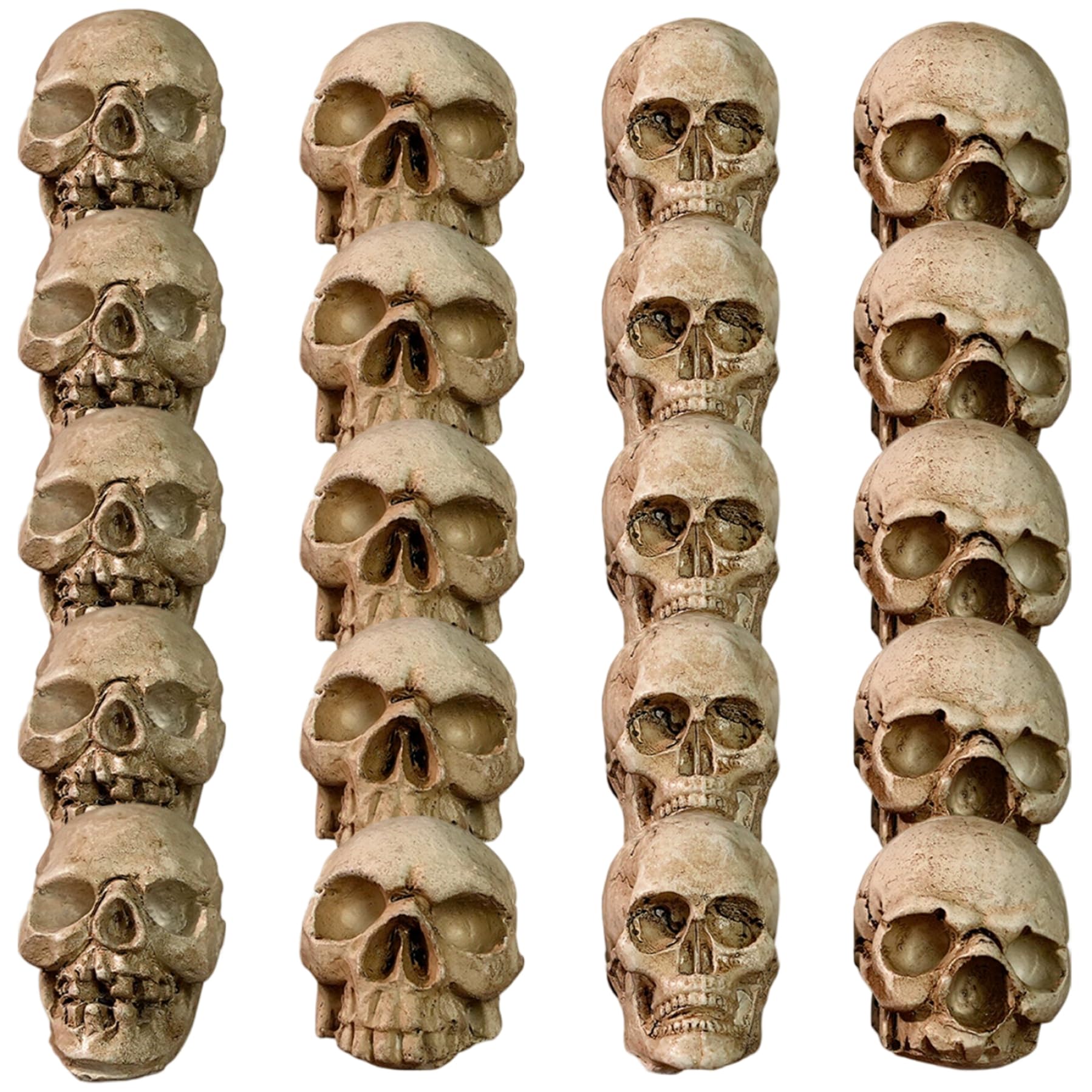 PithCogent Mini Skeleton|Mini Skulls 20Pcs Realistic Resin Skeleton Head Halloween Miniatures Skull Decor for Bar Home Table Halloween Decorations