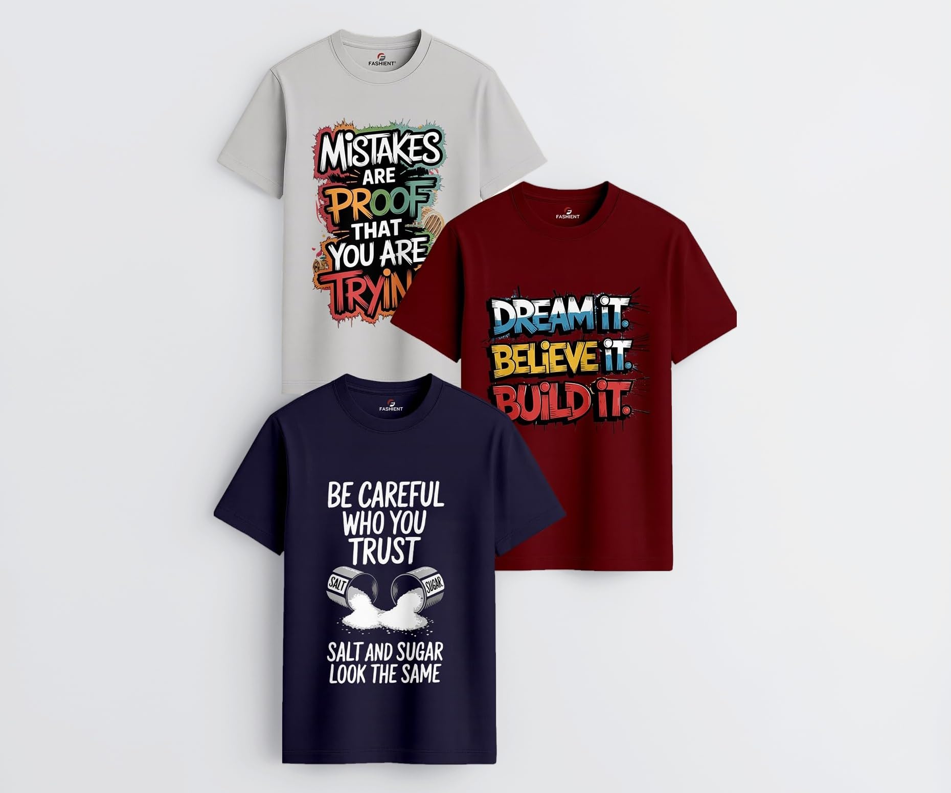 Men's Regular Fit Printed T-Shirt Combo Pack of 3 | 100% Cotton Round Neck Half Sleeve Graphic Tees