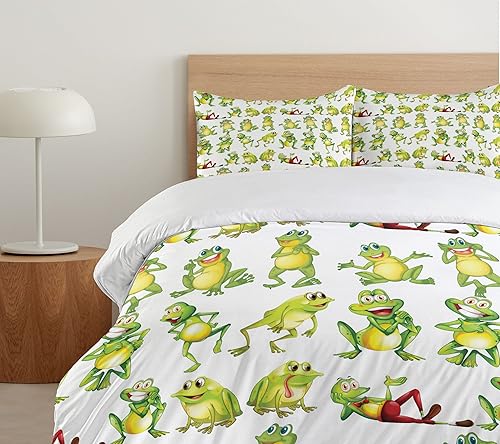 Miniatura 5 de Juegos de funda de edredón Ambesonne, disponibles en varios colores y tamaños, Tela, Verde Amarillo, gemelo