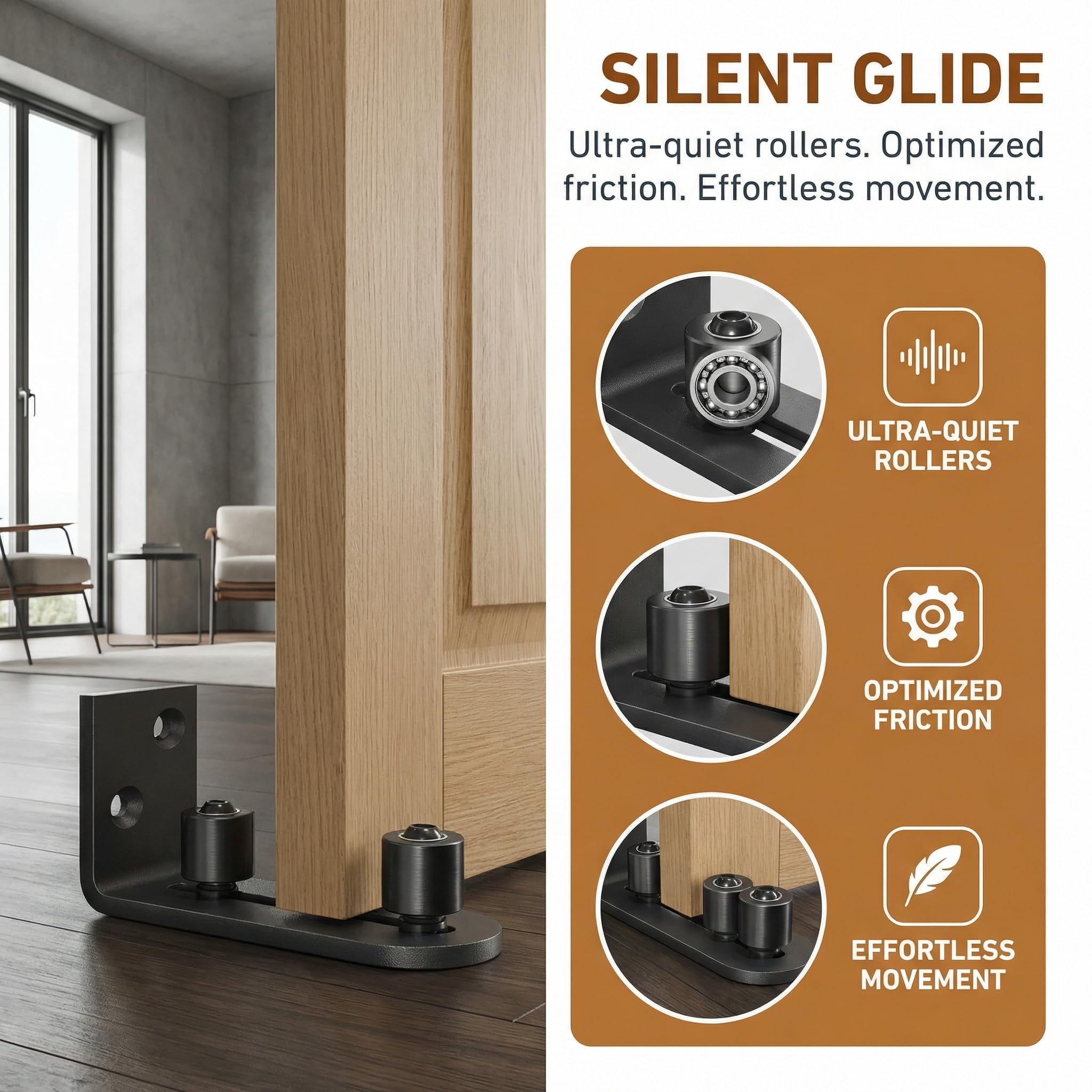 2 PCS Guías de Suelo para Puerta Corredera, Guía Inferior Puerta Corredera, Guías de Piso Ajustable para Puertas Corredizas para Montaje en Piso y Pared, Guía de Suelo para Puertas de Granero