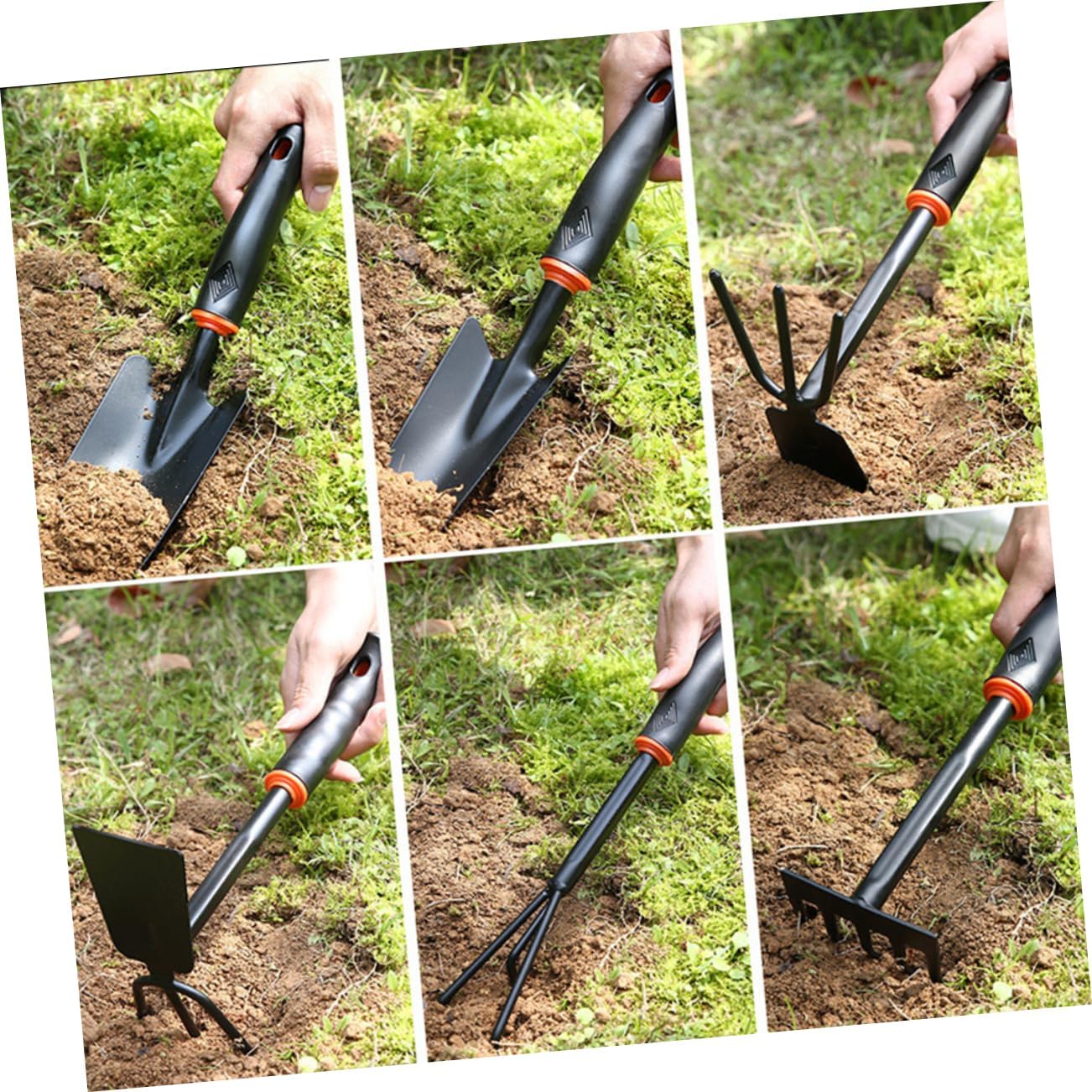 6pcs Garden Shovels for Digging Iron Hoe Rake Hoeing Rake for Gardening