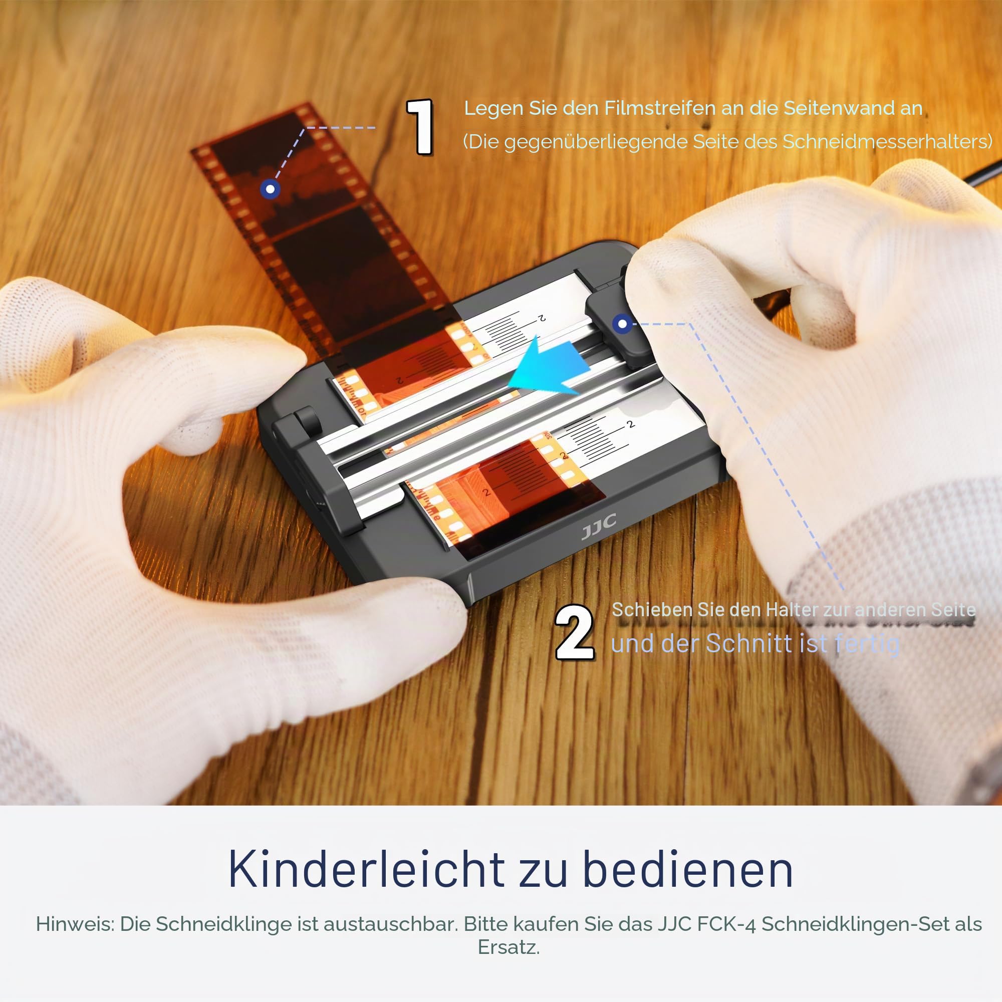 JJC Dia-Filmschneider für 35 mm / 120 Format-Filme, Negativ-Filmschneidewerkzeug – präzise Abstufungen + einstellbares Lichtpad