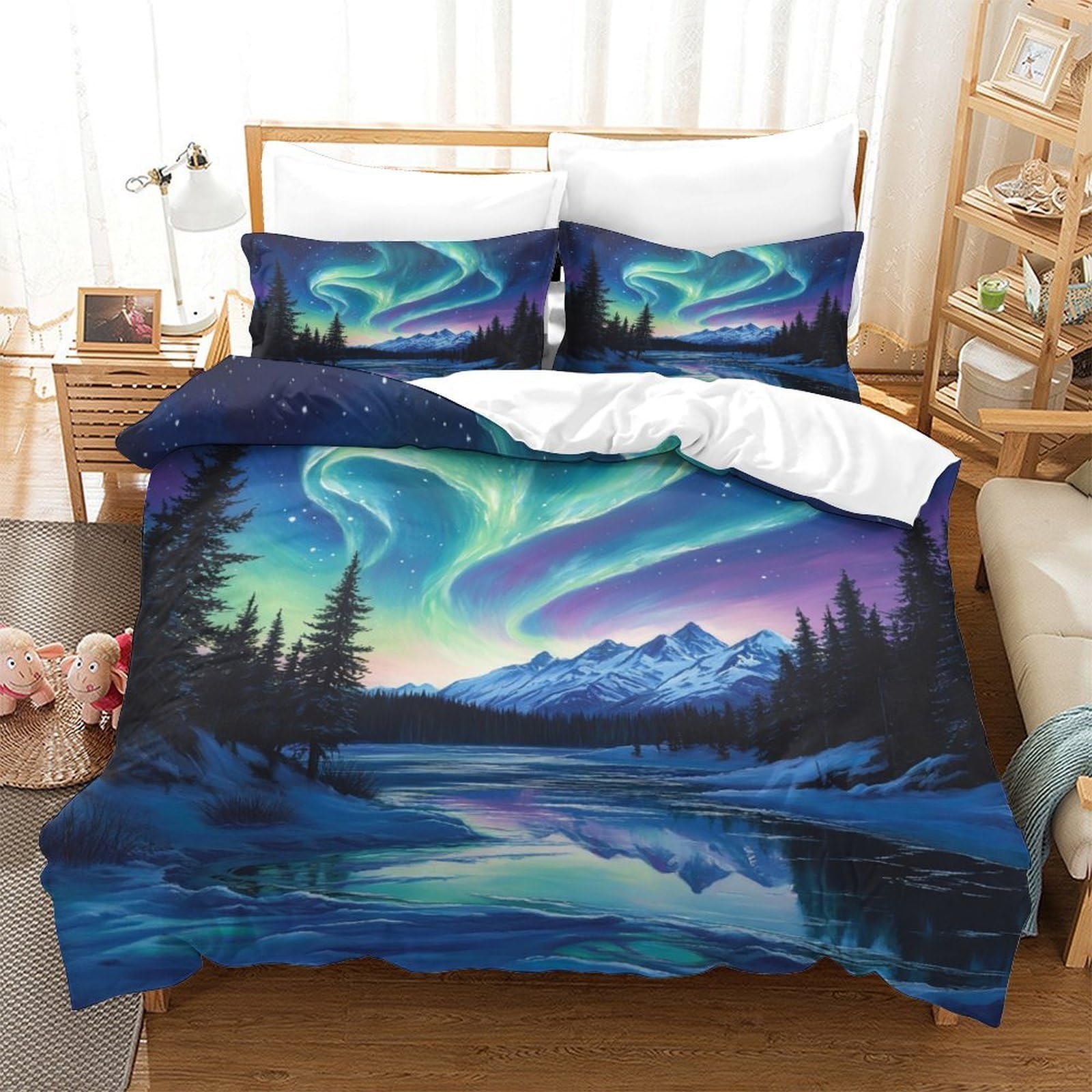 Housse de couette Tour Eiffel 200x200cm douce en microfibre anti-plis