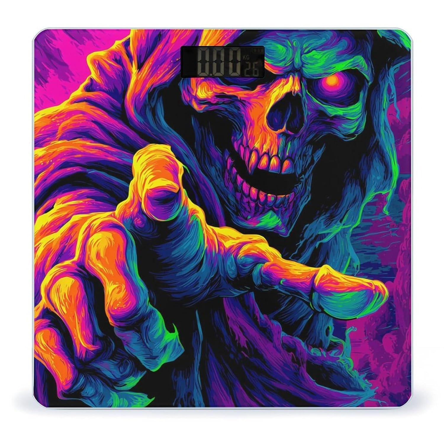 Psychedelic Grim Reaper Digital Body Weight Scale LCD Backlight Display for Bathroom Gym