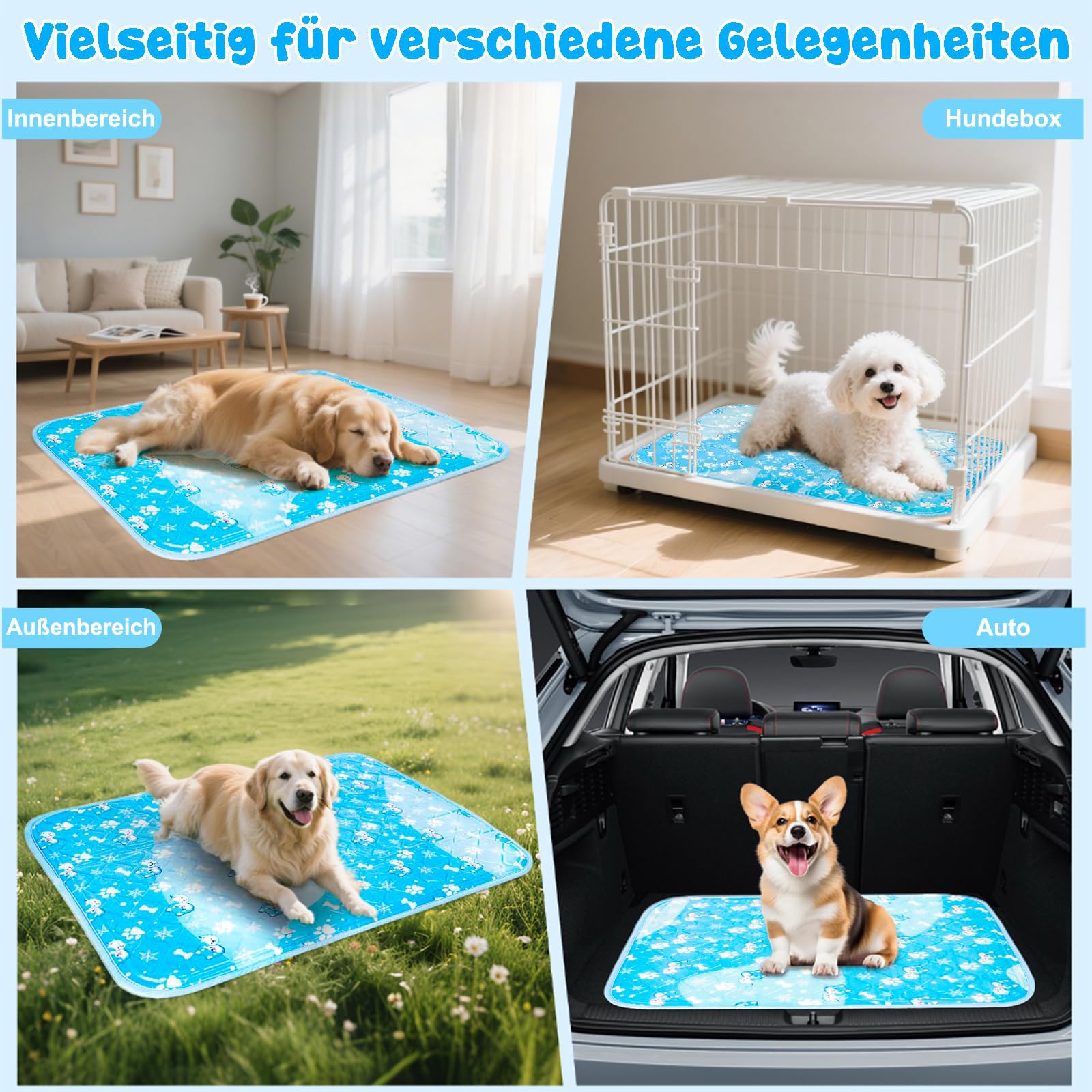Tappetino refrigerante per cani 90x60cm extra spesso e autrostimolante, perfetto per l'estate e i viaggi, per cani di taglia piccola, media e grande, pieghevole e facile da pulire