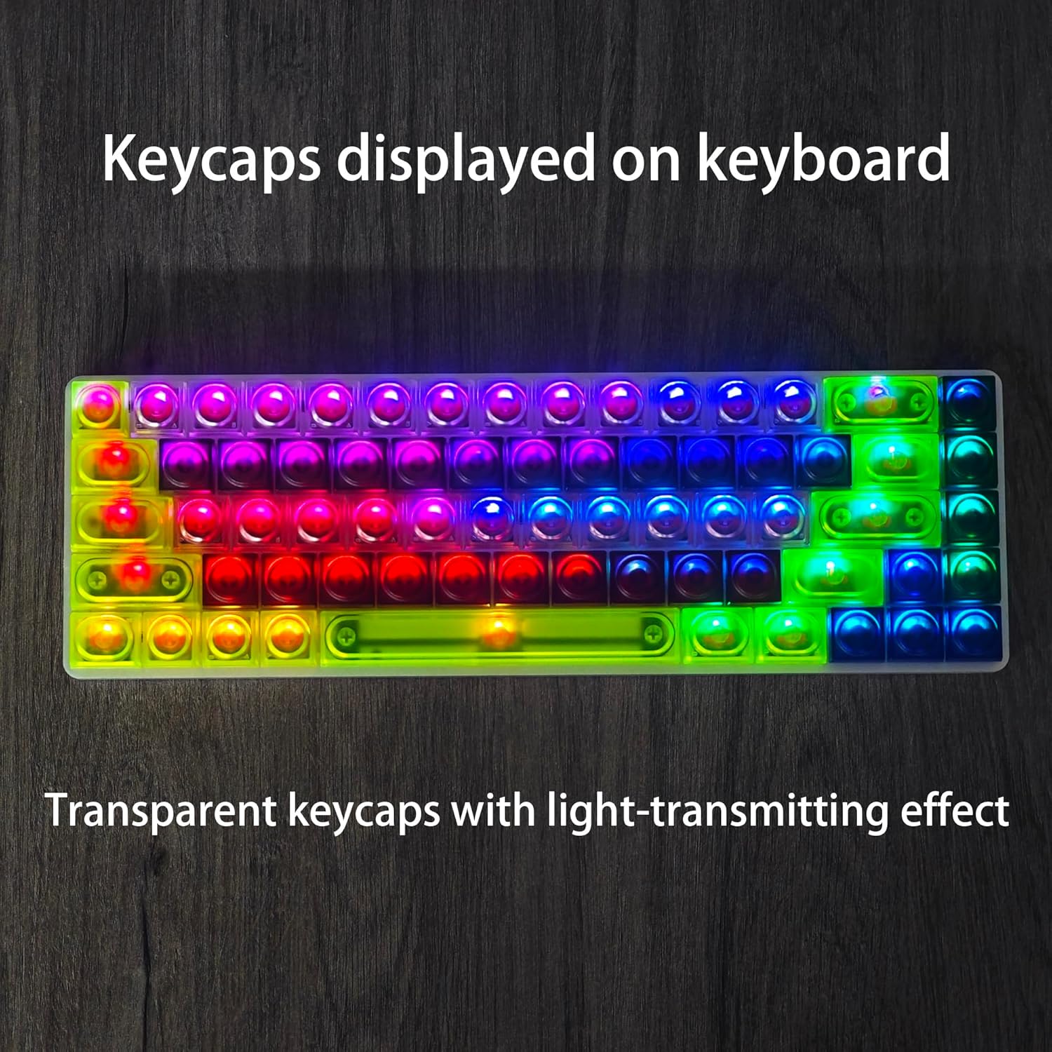 YMDK Keyboard Keycap Set 32 Keys Modifiers Novelty Keys Transparent Frosted PC Keycaps for MX Switches Mechanical Keyboard