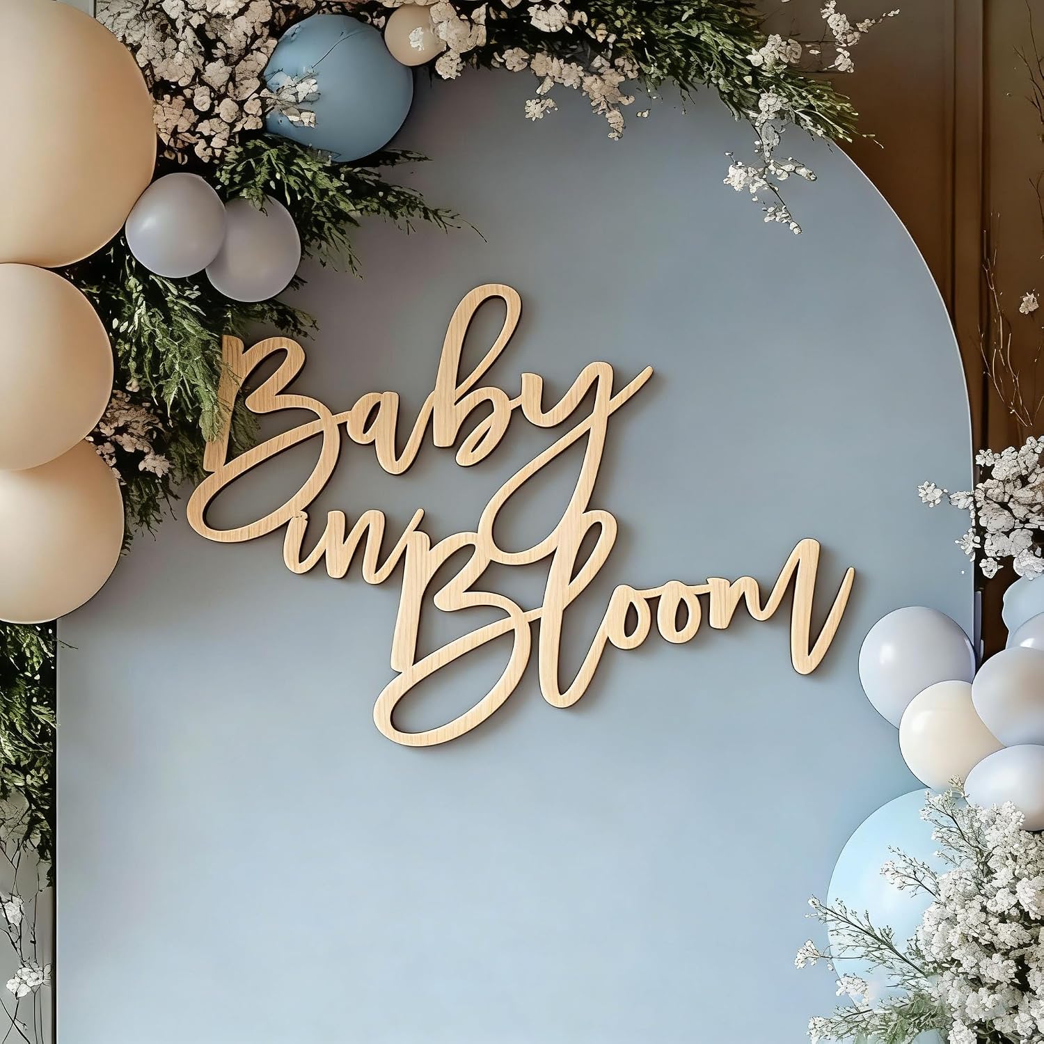 Baby in Bloom Sign for Background,Wooden Baby Shower Party Sign for Boy/Girl Baby Shower Decorations Gender Reveal Backdrop Party Photography Background