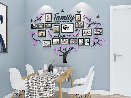 Vista 21 de Decoración de pared DIY para sala de estar, árbol genealógico, calcomanía de decoración de pared 3D, collage de marcos de fotos, decoración de pared