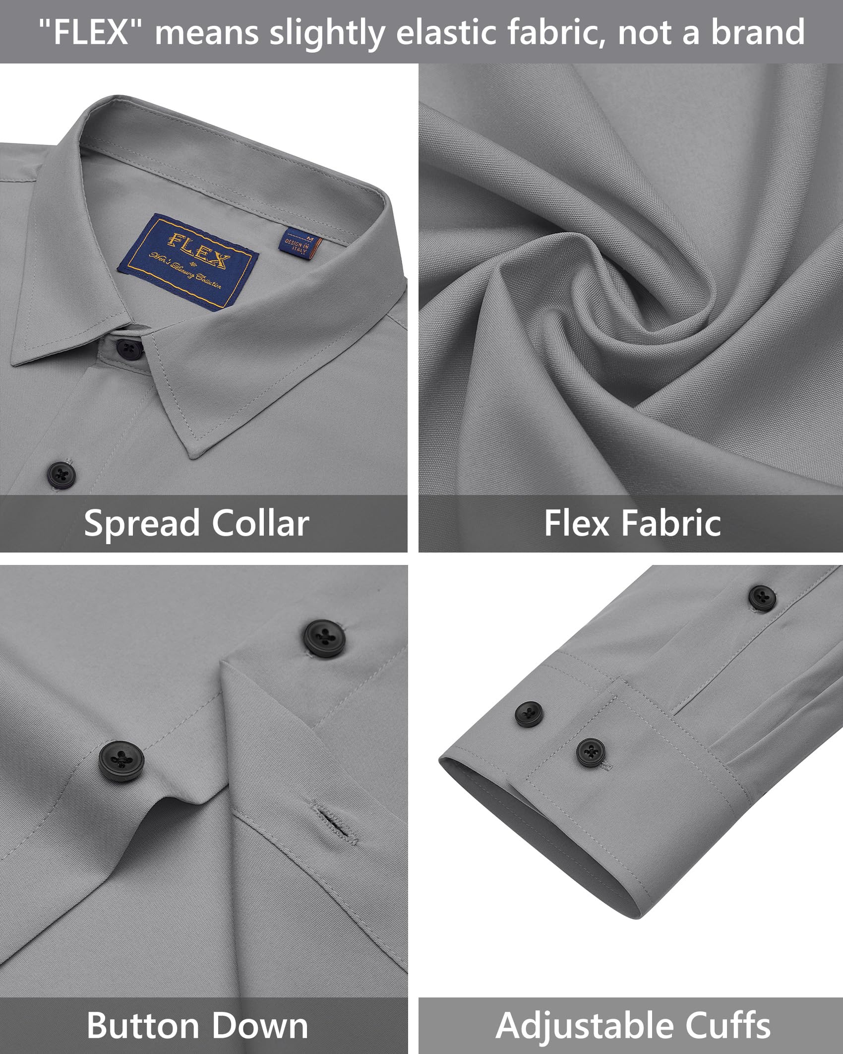 J.VER - Camisas de vestir para hombre, elásticas, de manga larga, formal, para negocios, informal, con botones, para bodas y bailes de graduación