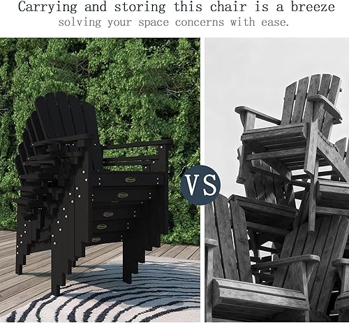 Miniatura 5 de Silla Adirondack apilable, sillas Adirondack de HDPE para todo tipo de clima, duraderas y ahorran espacio, sillas de plástico para exteriores con