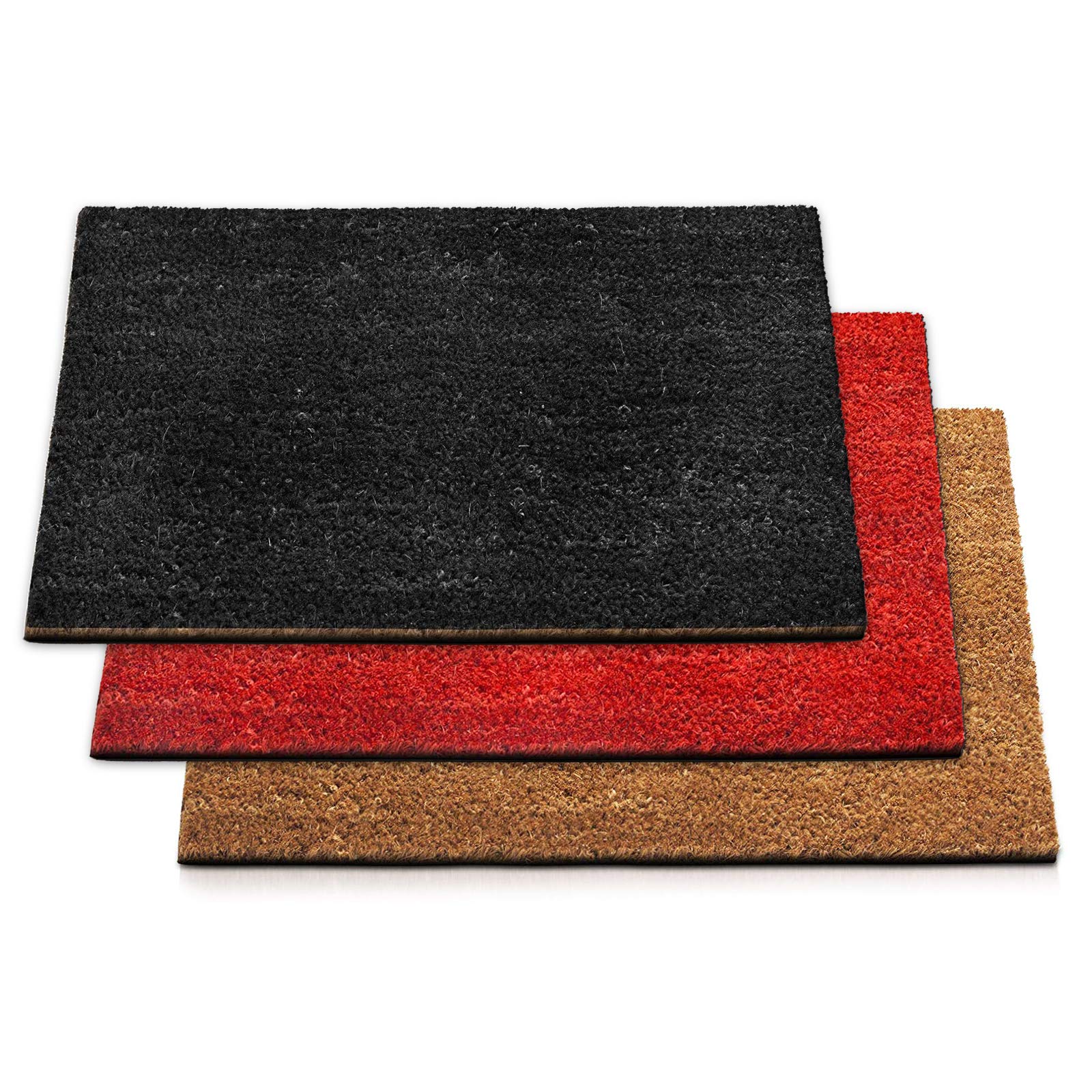 casa pura Dirt Trapper Mat - 24mm Thick Coir Door Mat | Black Welcome Mat | Coconut Fibre Entrance Mat | Non-Slip Front Door Mat | 50x80 cm