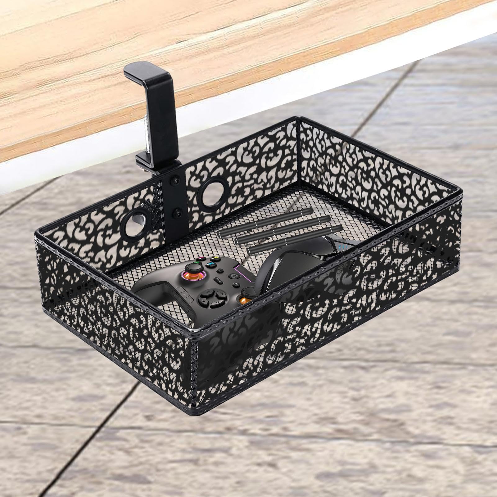 untertisch aufbewahrung 1/4 Untertisch-Schublade – 360 Grad drehbar unter dem Tisch, Schreibtisch-Organizer aus Metall, Schreibtisch-Organizer für Schreibtische, Schreibtisch-Ablage, Untertisch-Organizer für Notizen, Handy Bürobedarf & Schreibwaren Farbe:Cyan 