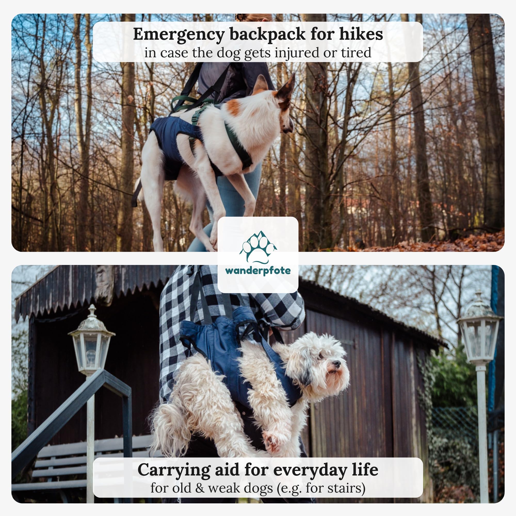 Wanderpfote Carrying Aid for Dogs, Emergency Backpack for Hiking or Carry Bag Dog in Everyday Life by Stairs, Small - Image 3
