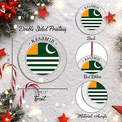 Vista 59 de Bandera nacional de Kuwait, decoración de árbol de Navidad de acrílico, adorno de recuerdo de la ciudad, adorno colgante para árbol de Navidad