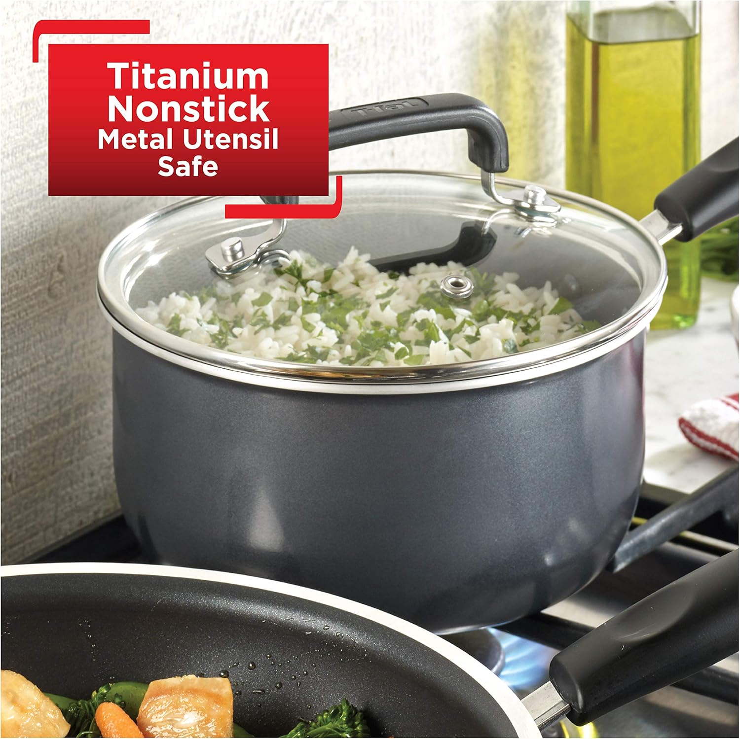 T-fal Signature Titanium Nonstick 3 Qt. Saucepan with Lid, Grey, B06124 : Everything Else