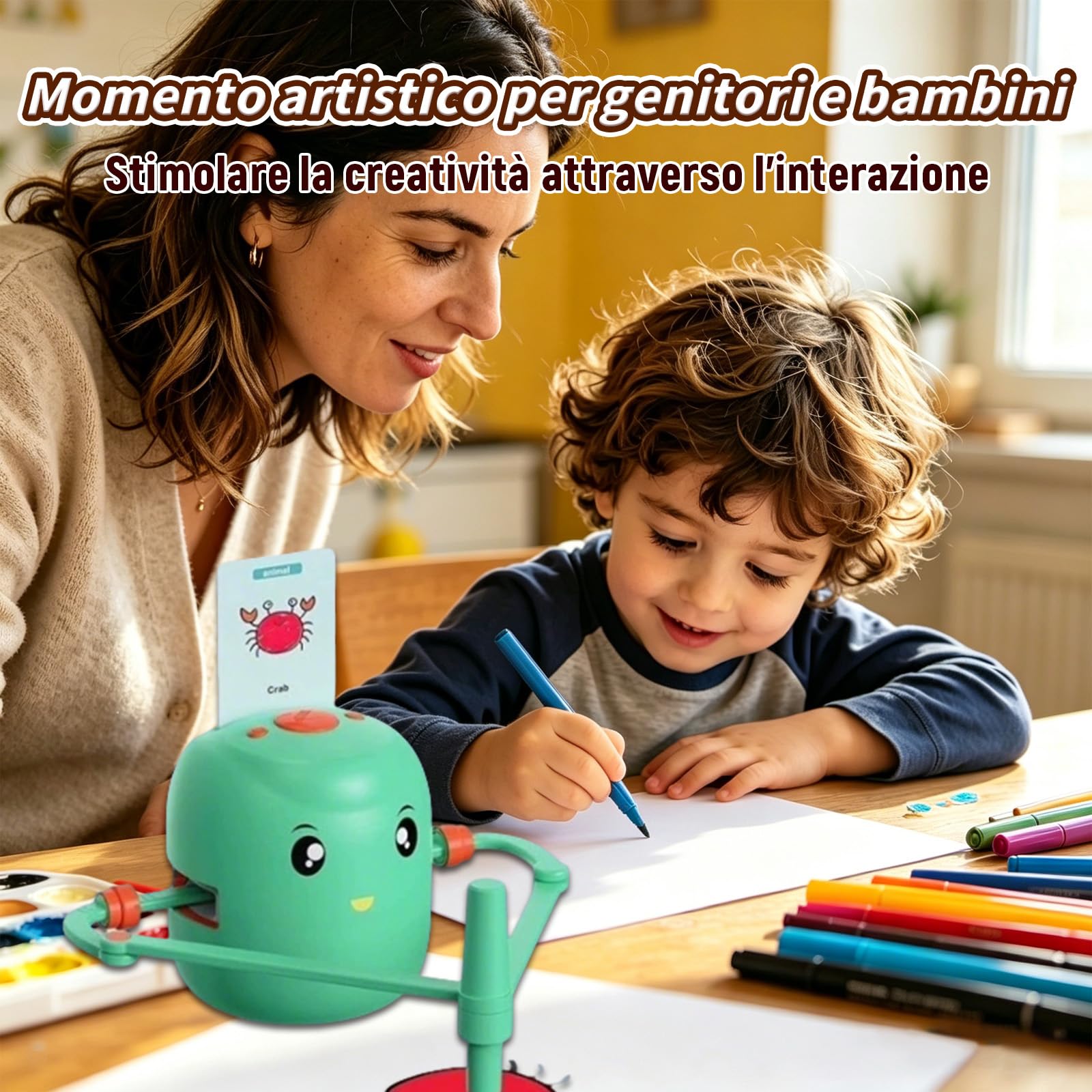Robot da Disegno per Bambini Giocattolo Educativo Interattivo con 100 Carte, Giocattolo da Pittura Montessori per Bambini e Bambine da 3 a 8 anni, Apprendimento Precoce, Compleanni (Rosa, Aggiornato)