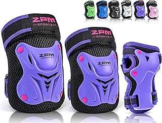 2PM SPORTS Knee Pads for Kids, Wrist Guards Knee and Elbow Pads Set with Drawstring Bag, Protective Gear Set for Girls Boys Roller Skating Cycling Skateboard