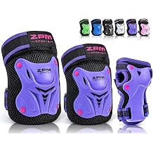 2PM SPORTS Knee Pads for Kids, Wrist Guards Knee and Elbow Pads Set with Drawstring Bag, Protective Gear Set for Girls Boys Roller Skating Cycling Skateboard